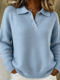Margot Button-Detail Drop Shoulder Sweater