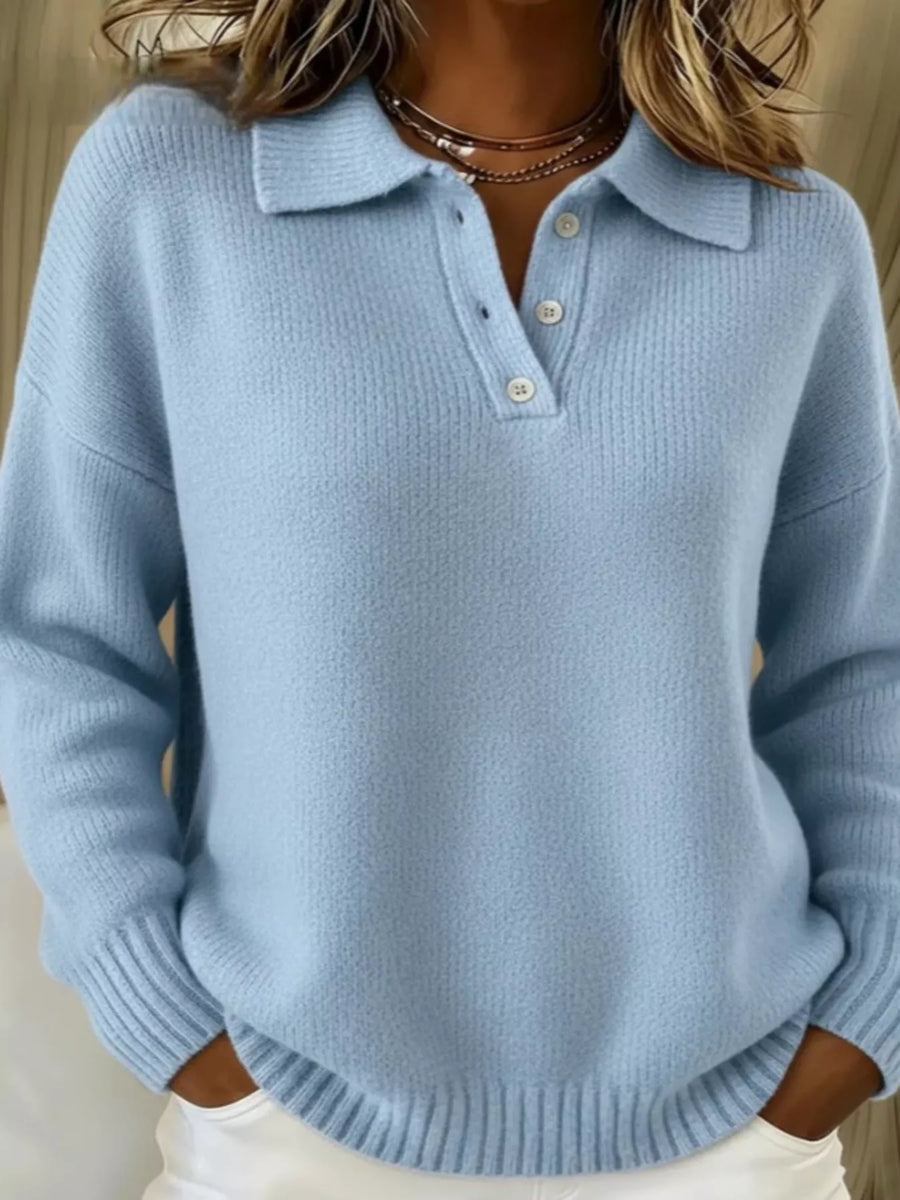 Margot Button-Detail Drop Shoulder Sweater