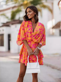 Margot Printed Surplice Mini Dress