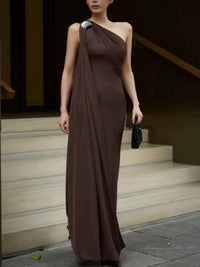 Isabelle One-Shoulder Draped Maxi Dress