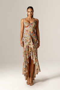 Candice Ruffle Mesh Maxi Dress