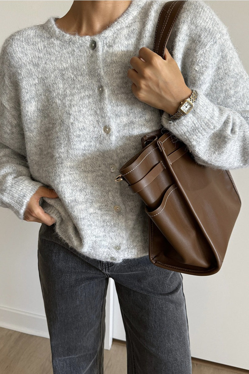 Soft Vintage Shell Button Knit Cardigan