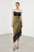 Wiwor Bess Spaghetti Lace Asymmetric Midi Dress
