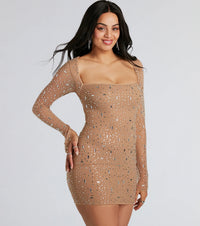 Valentina Rhinestone Mesh Mini Dress