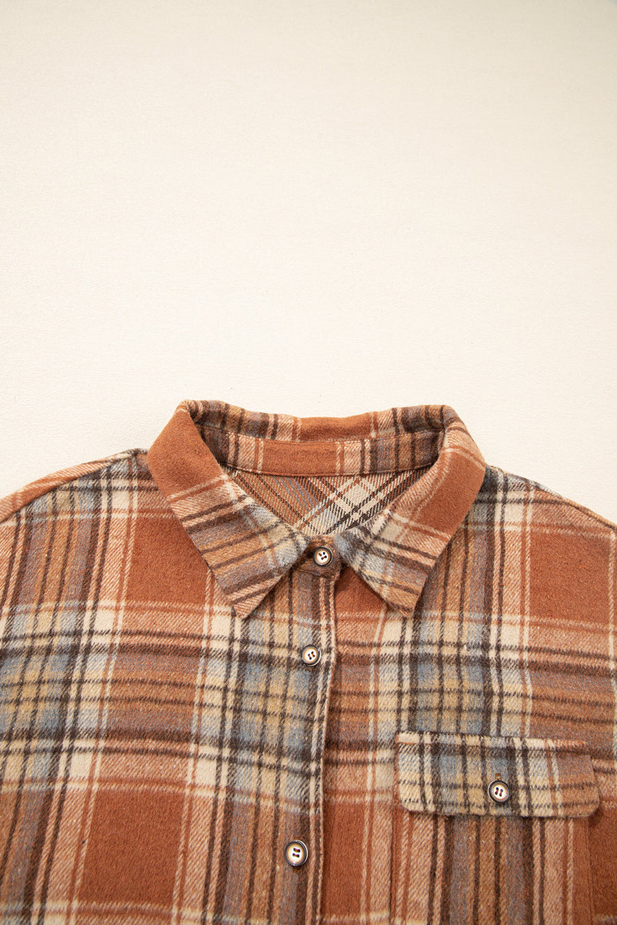 Plaid Flap Pocket Buttoned Shacket