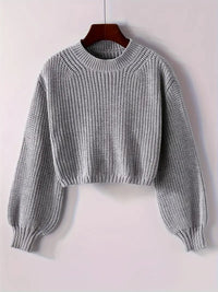 Magdalena | Women's Winter Cropped Ribbed Knit Sweater