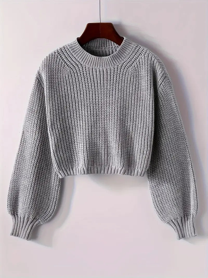 Magdalena | Women's Winter Cropped Ribbed Knit Sweater
