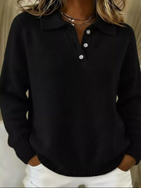 Margot Button-Detail Drop Shoulder Sweater
