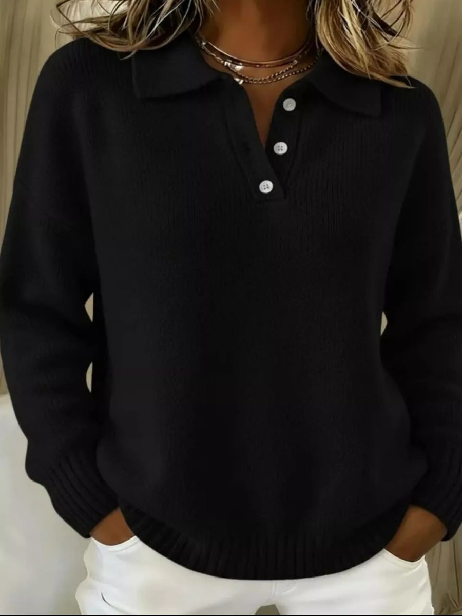 Margot Button-Detail Drop Shoulder Sweater