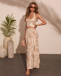 Riviera Whimsy Tropical Print Maxi Skirt