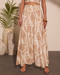 Riviera Whimsy Tropical Print Maxi Skirt