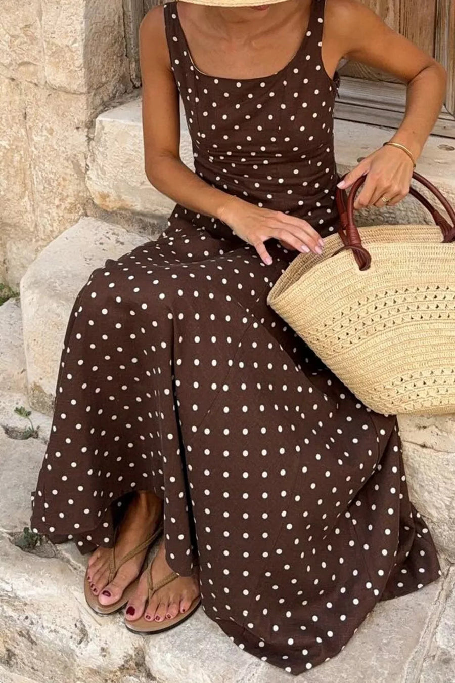 Silver Lining Story Polka-Dot Maxi Dress