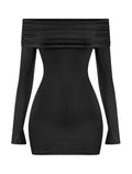 Teresa Off Shoulder Mini Dress (Black)