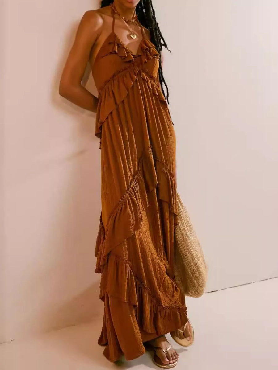 Arabella Ruffled Halter Maxi Dress