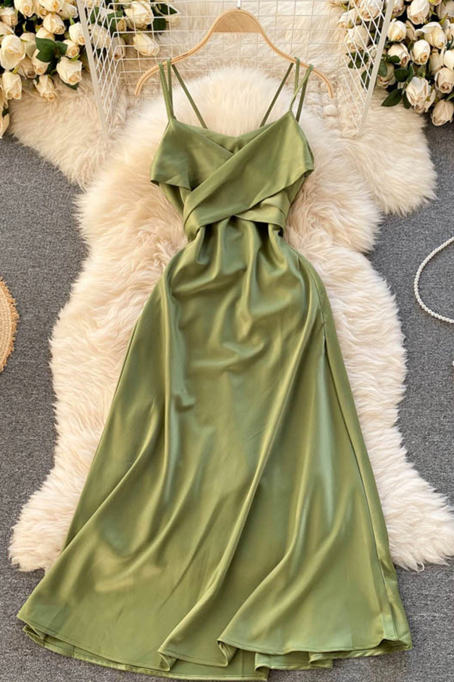Cute Satin Short A Line Dress Fashion Dress HZ0429