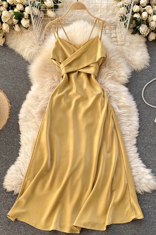 Cute Satin Short A Line Dress Fashion Dress HZ0429