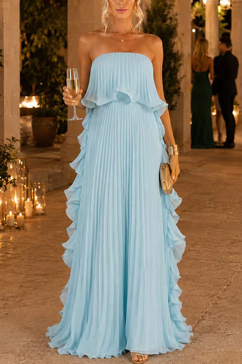 Margot Strapless Ruffle Maxi Dress