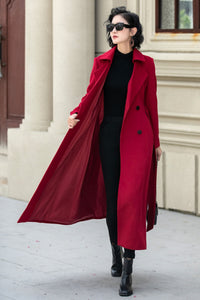 Wool Maxi Coat Double Breasted Fit & Flare Silhouette 5348
