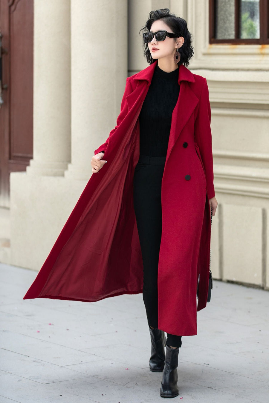 Wool Maxi Coat Double Breasted Fit & Flare Silhouette 5348