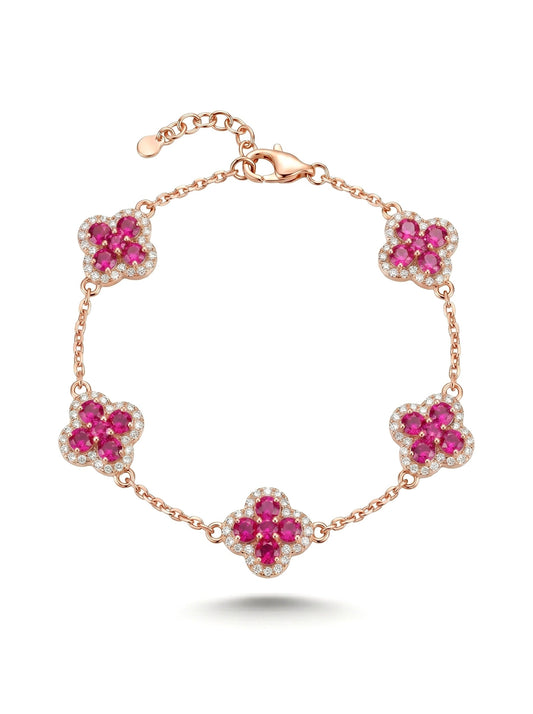 Ruby Clover Bracelet