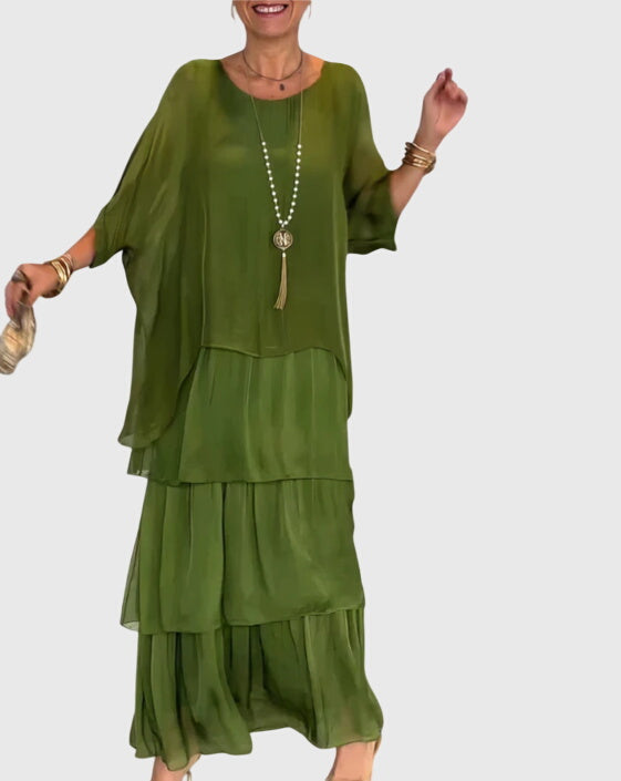 Julia | Womens Boho Layered Maxi Shorts Dress