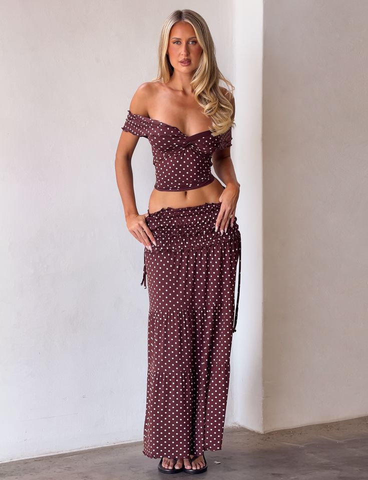 Denali Maxi Skirt - Brown Dot