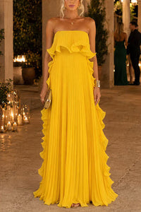Margot Strapless Ruffle Maxi Dress