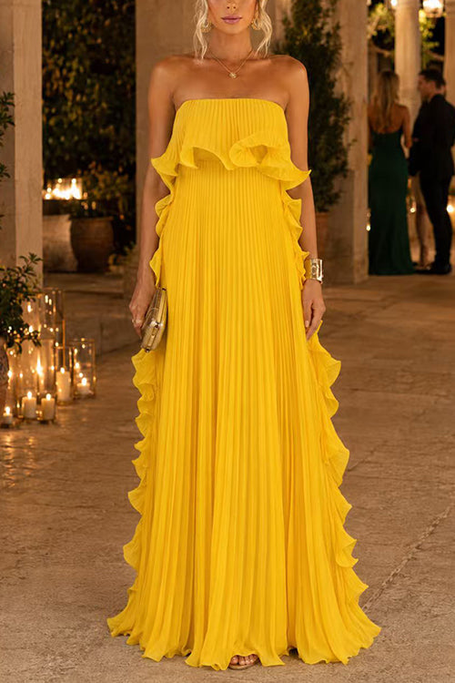 Margot Strapless Ruffle Maxi Dress