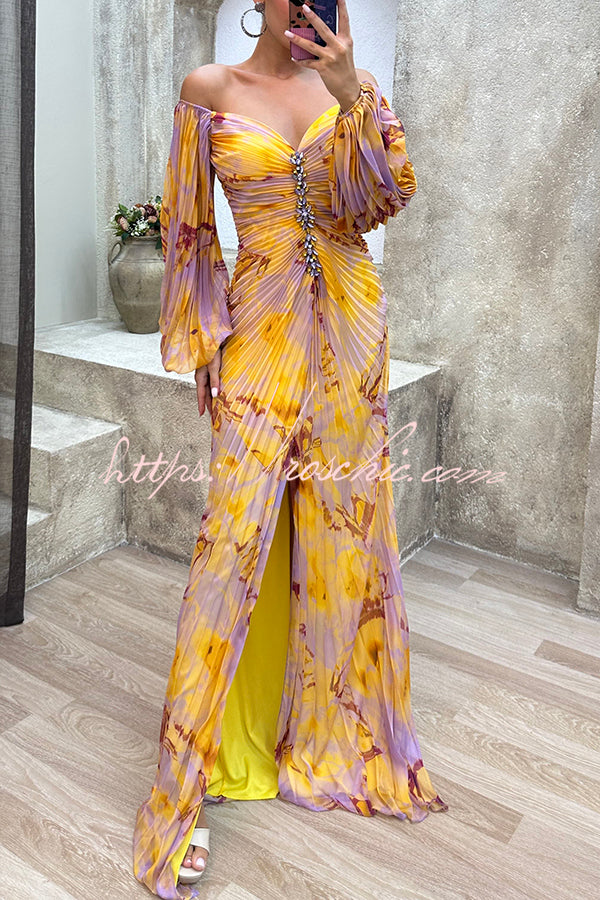 Seraphina Printed Off-Shoulder Maxi Dress