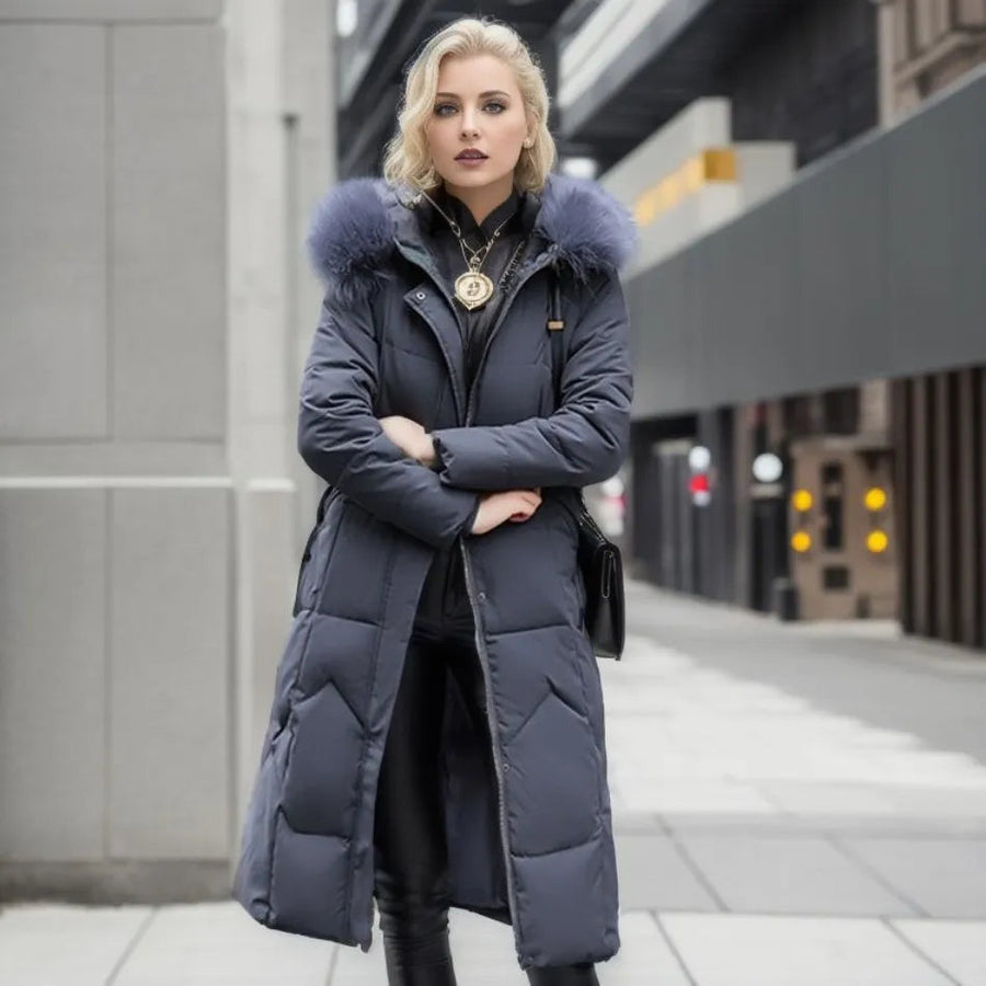 Jessica | Women's Winter Quilted Coat with Hood Trim