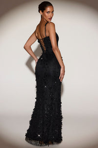 Celestine Appliqué Corset Gown in Blush