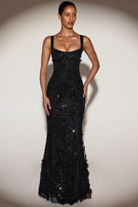 Celestine Appliqué Corset Gown in Blush
