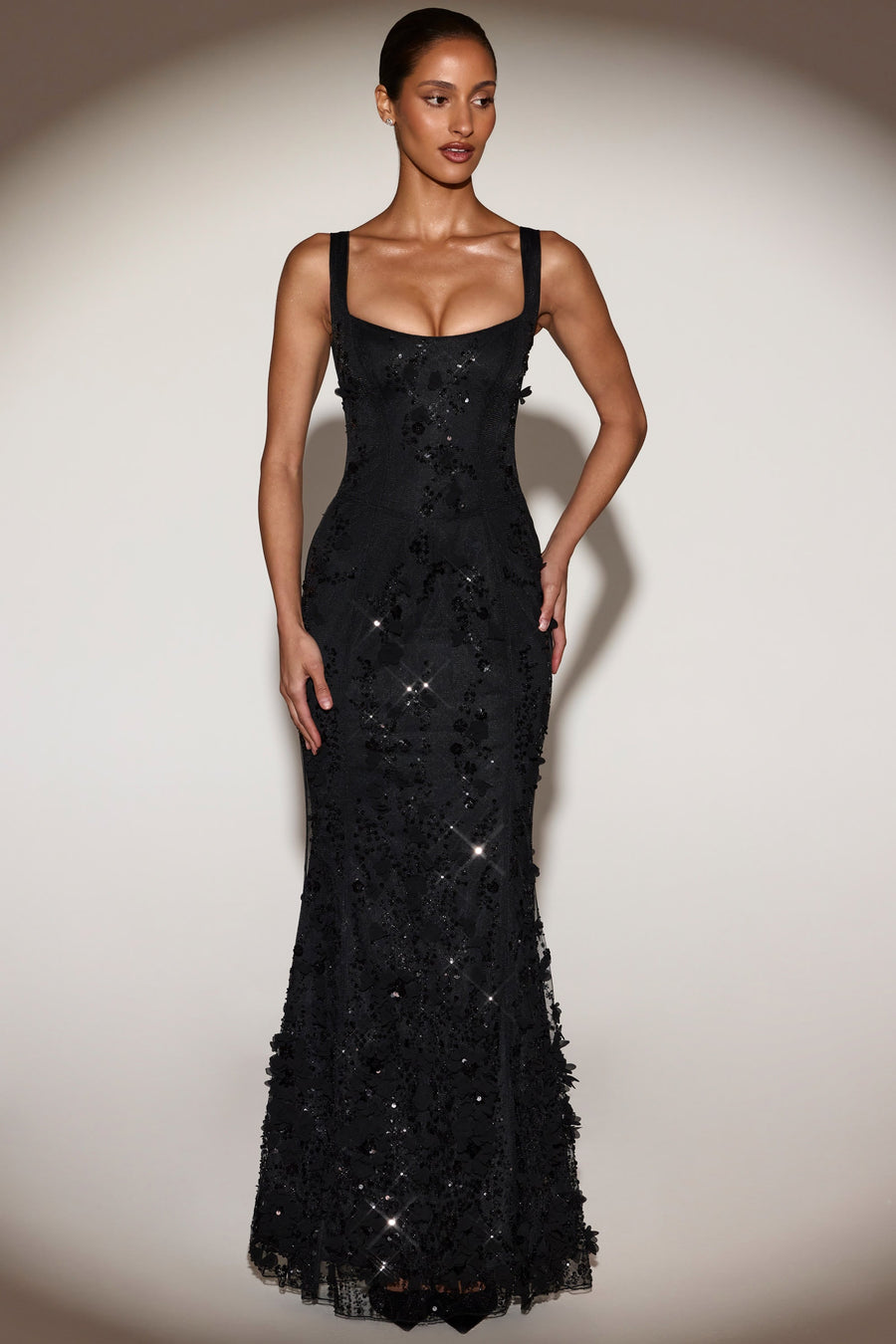 Celestine Appliqué Corset Gown in Blush