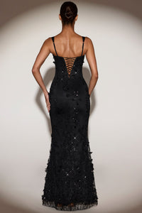 Celestine Appliqué Corset Gown in Blush