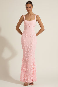 Celestine Appliqué Corset Gown in Blush