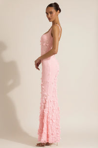 Celestine Appliqué Corset Gown in Blush