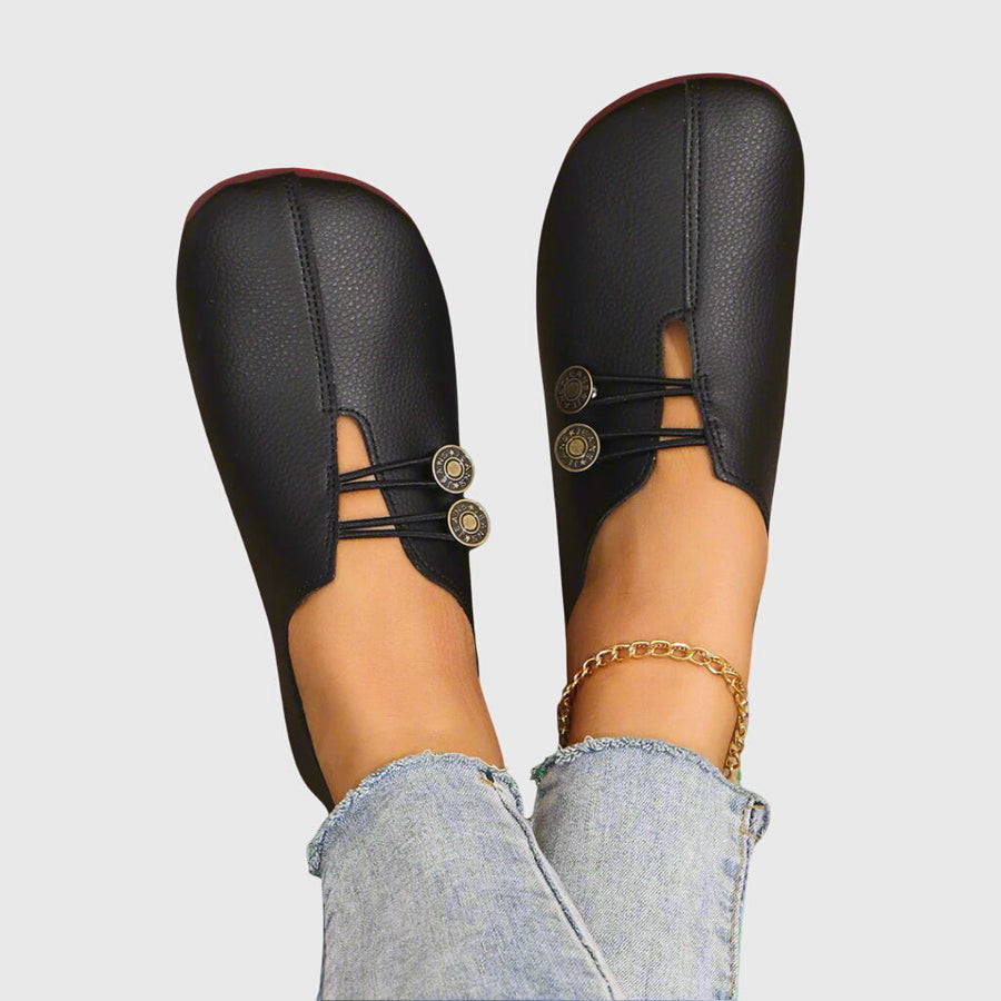 Regine | Women's Spring Casual Slip-On Flats with Button Detail