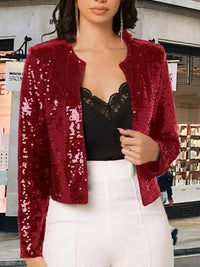 Full Size Sequin Long Sleeve Jacket