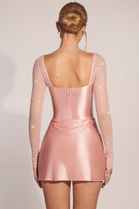 Clemmie Draped Mini Dress in Blush Pink