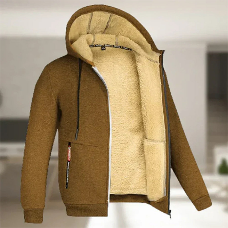 Men's Warm Hooded Zip Winter Jacket