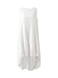 A-Line High-Low Solid Color Zipper Round-Neck Maxi Dresses