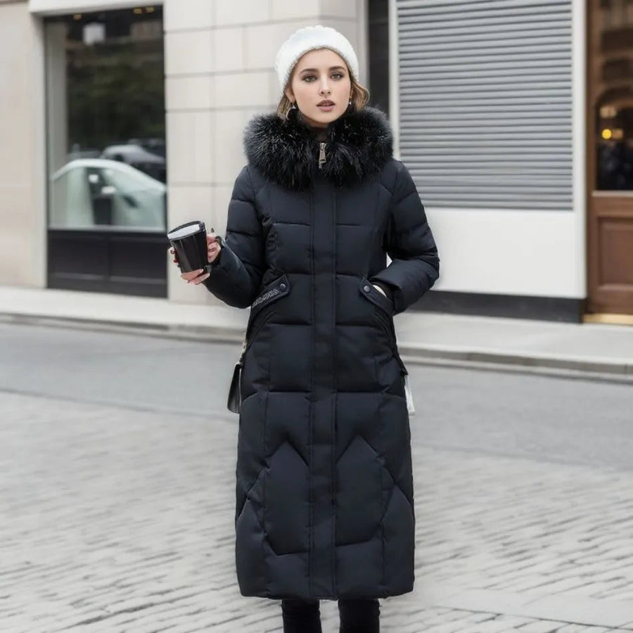 Jessica | Women's Winter Quilted Coat with Hood Trim