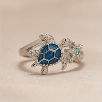 Blue Sea Turtle Starfish Ring