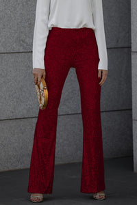 Yvonne | Women's High Waist Sequin Flared Party Trousers