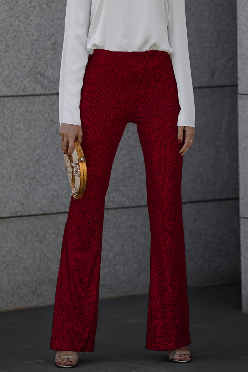 Yvonne | Women's High Waist Sequin Flared Party Trousers