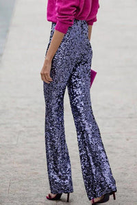 Yvonne | Women's High Waist Sequin Flared Party Trousers