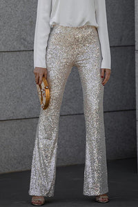 Yvonne | Women's High Waist Sequin Flared Party Trousers