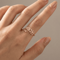 SILVER FEATHER ZIRCONIA RING - (ADJUSTABLE)