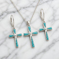 Turquoise Cross Earrings & Necklace Set