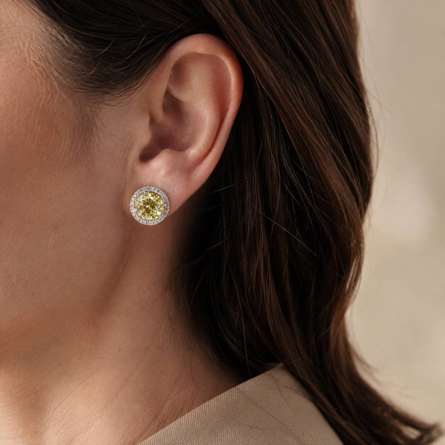 Dazzling Yellow Halo Earrings